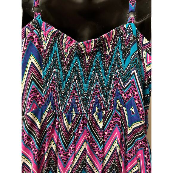 Torrid Size 2 Purple Multi Color Boho Aztec Hippie Midi Dress Adjustable Straps - Picture 5 of 8
